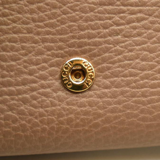 GUCCI GG Marmont Leather Compact Trifold Wallet Beige