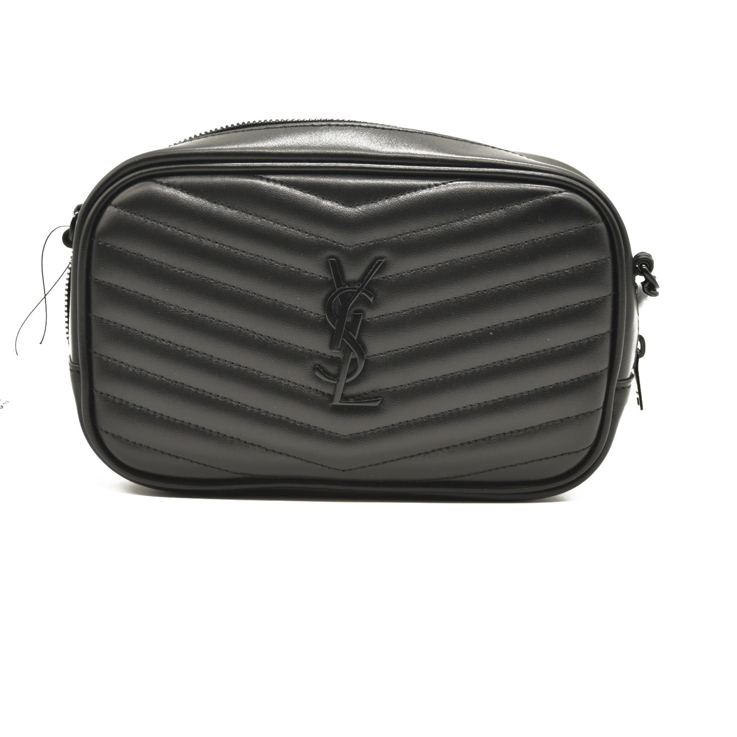 SAINT LAURENT  Grain De Poudre Matelasse Monochrome Monogram Mini Lou Camera Bag Black