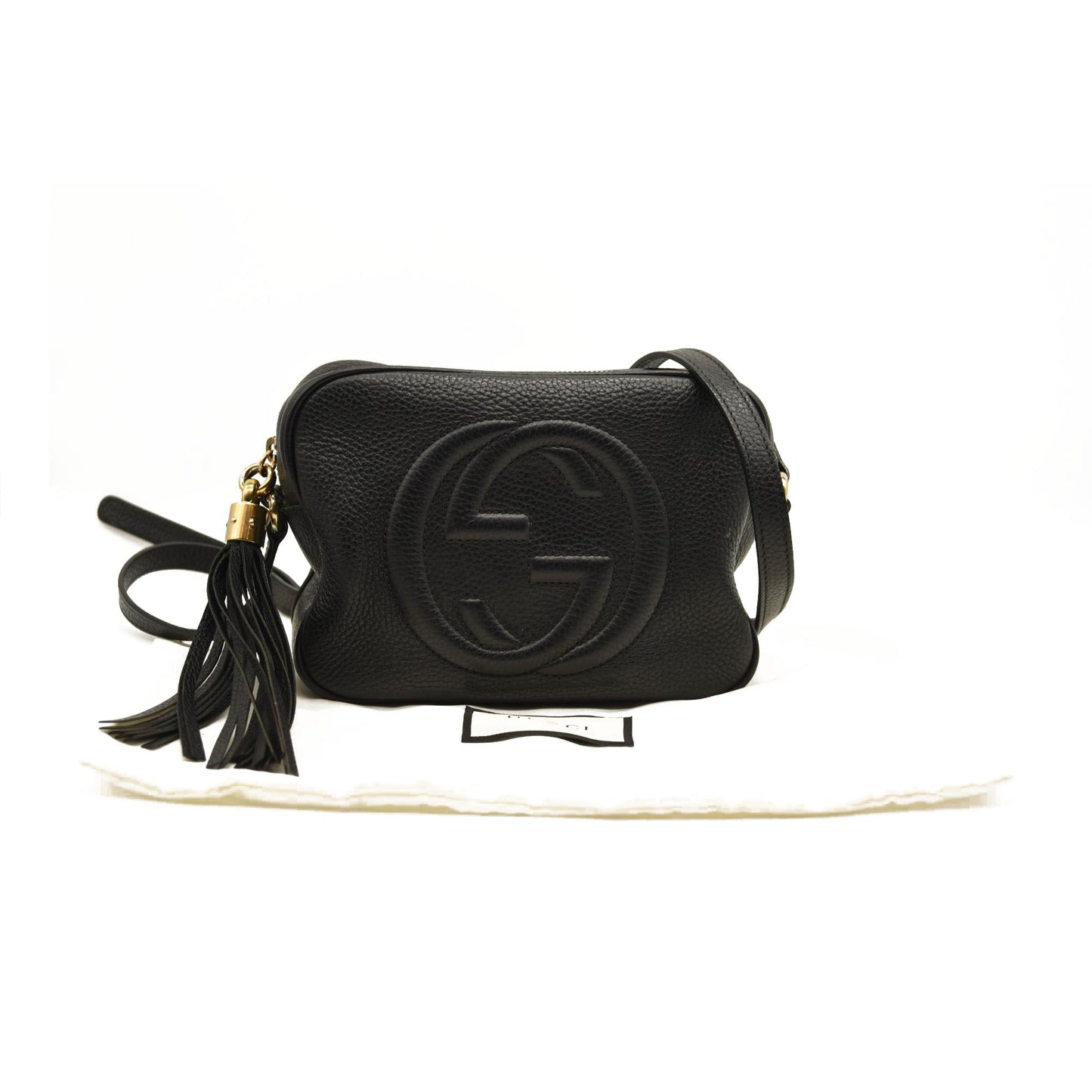 GUCCI Pebbled Calfskin Small Soho Disco Bag Black