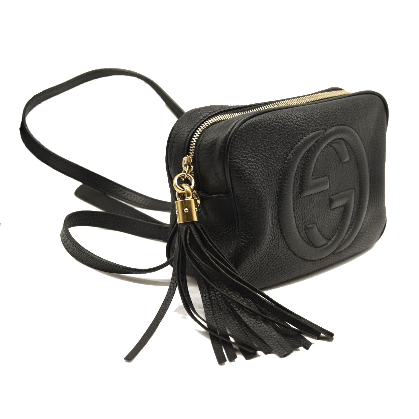 GUCCI Pebbled Calfskin Small Soho Disco Bag Black