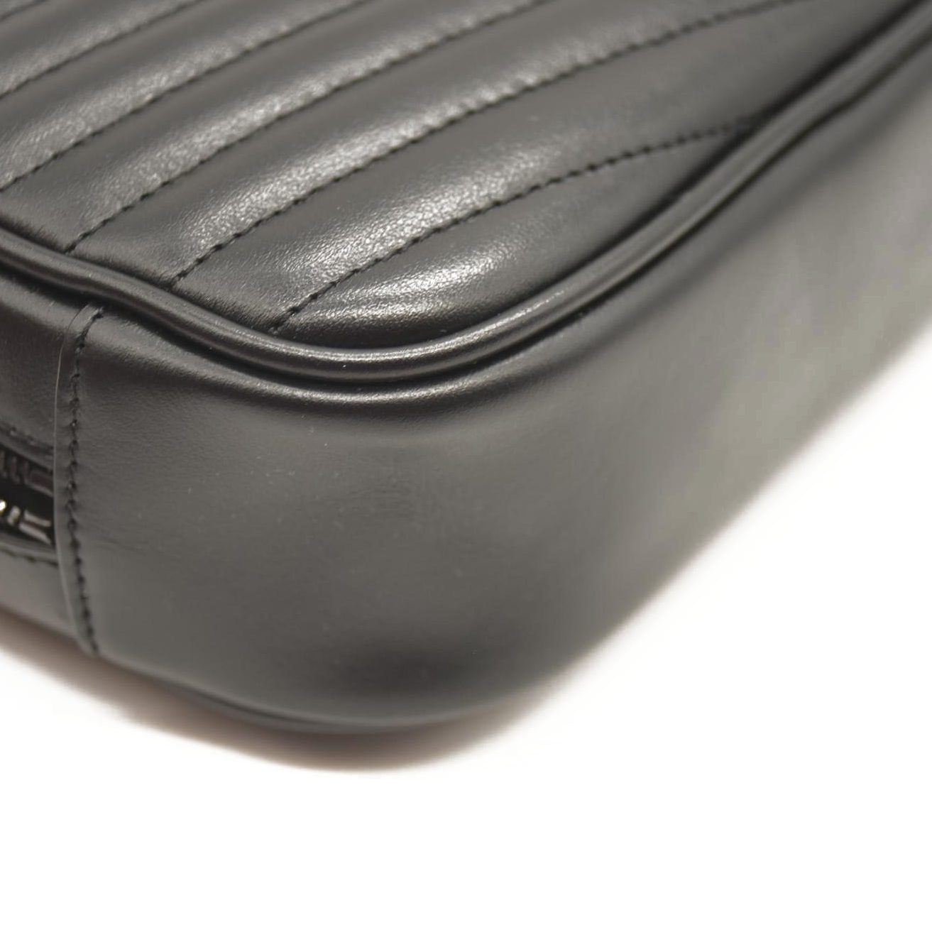 SAINT LAURENT  Grain De Poudre Matelasse Monochrome Monogram Mini Lou Camera Bag Black