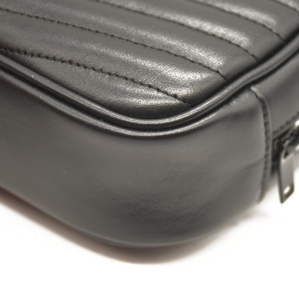 SAINT LAURENT  Grain De Poudre Matelasse Monochrome Monogram Mini Lou Camera Bag Black