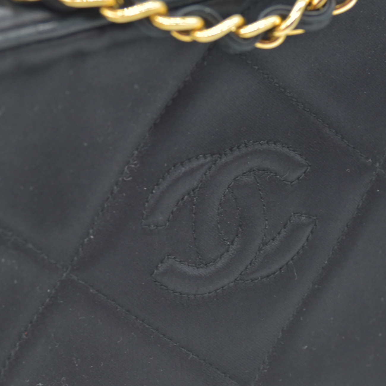 Chanel Chanel Vintage Black Quilted Satin CC Tassel Shoulder Bag