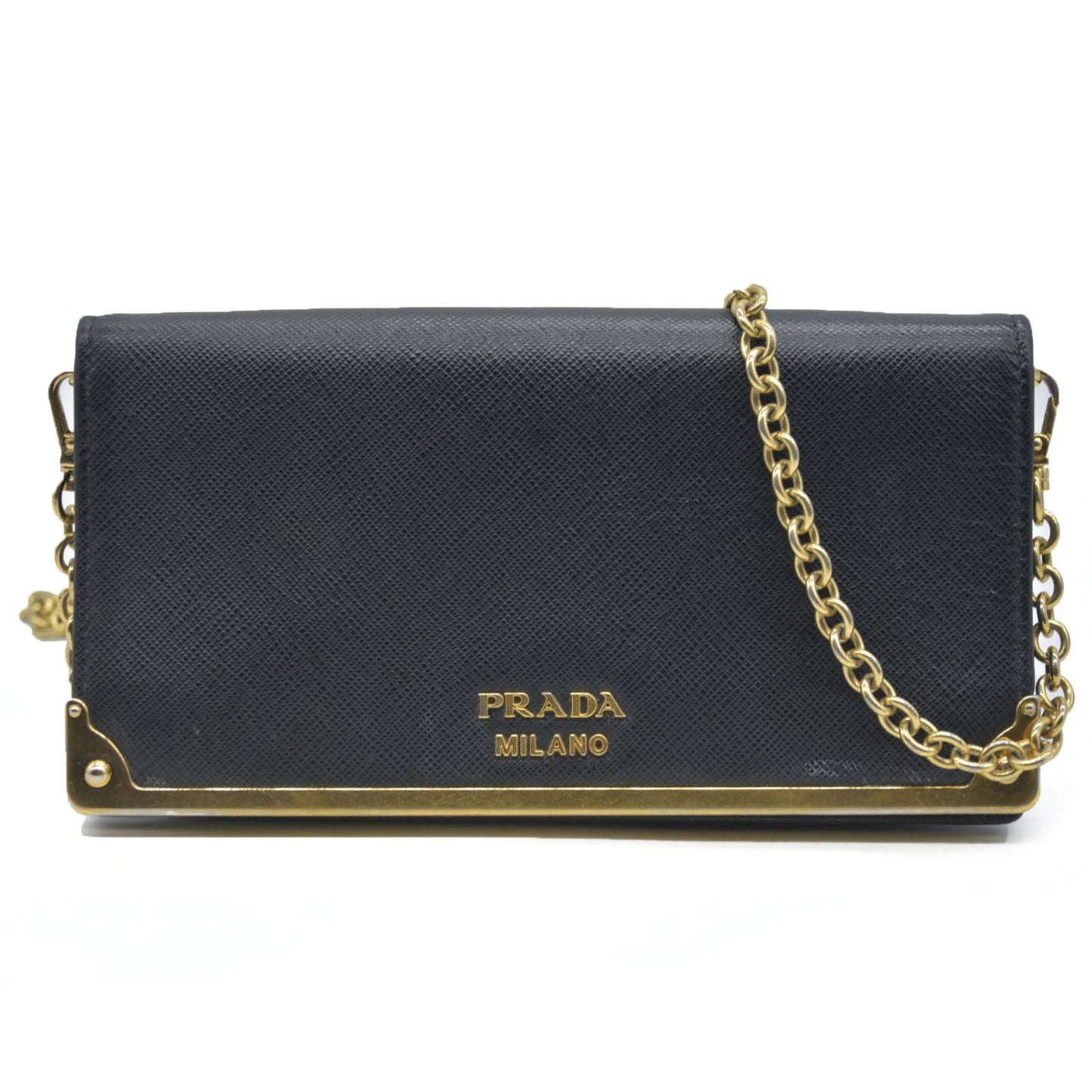 AUCTION $1450 Prada Saffiano Mini Cahier Crossbody Bag Black