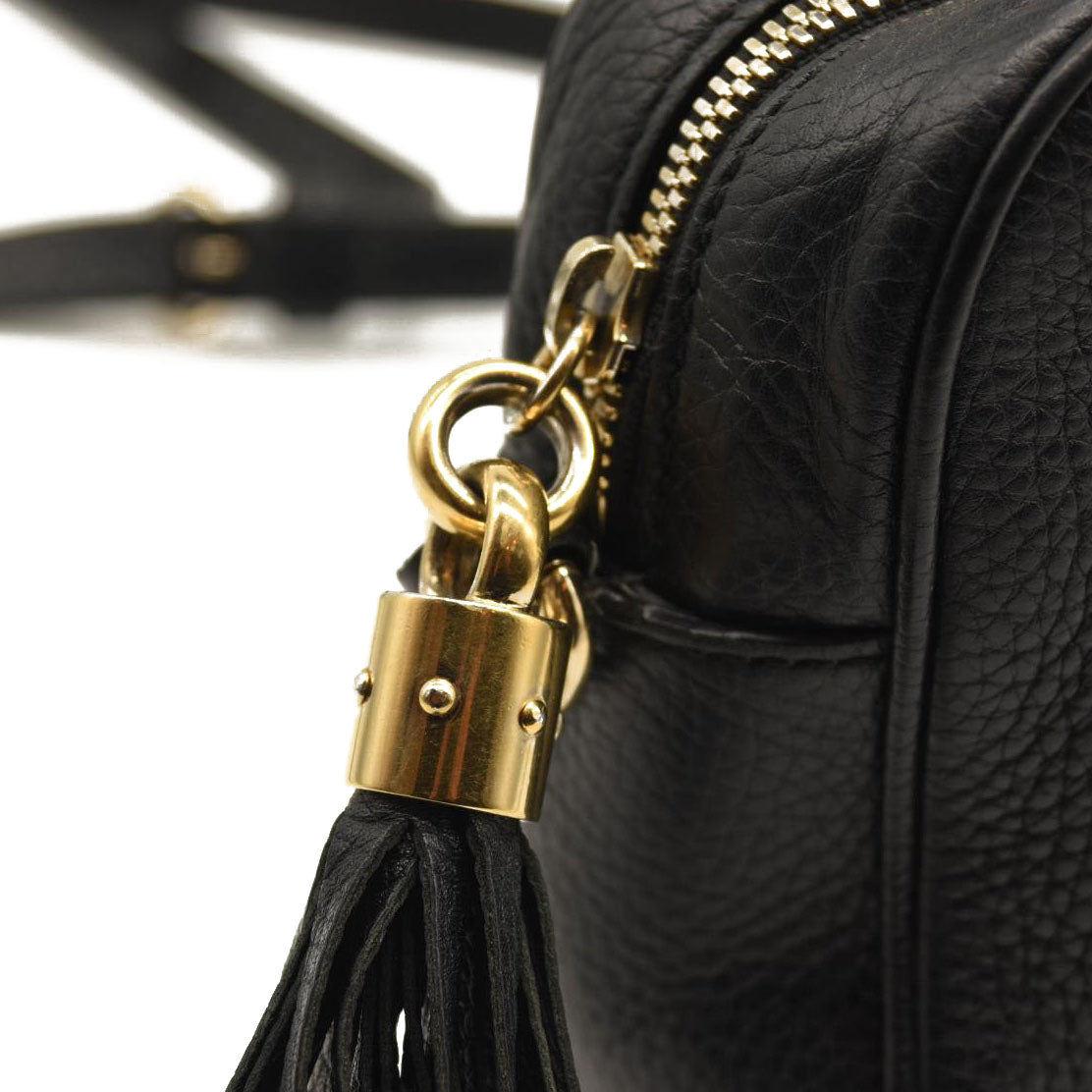 GUCCI Pebbled Calfskin Small Soho Disco Bag Black