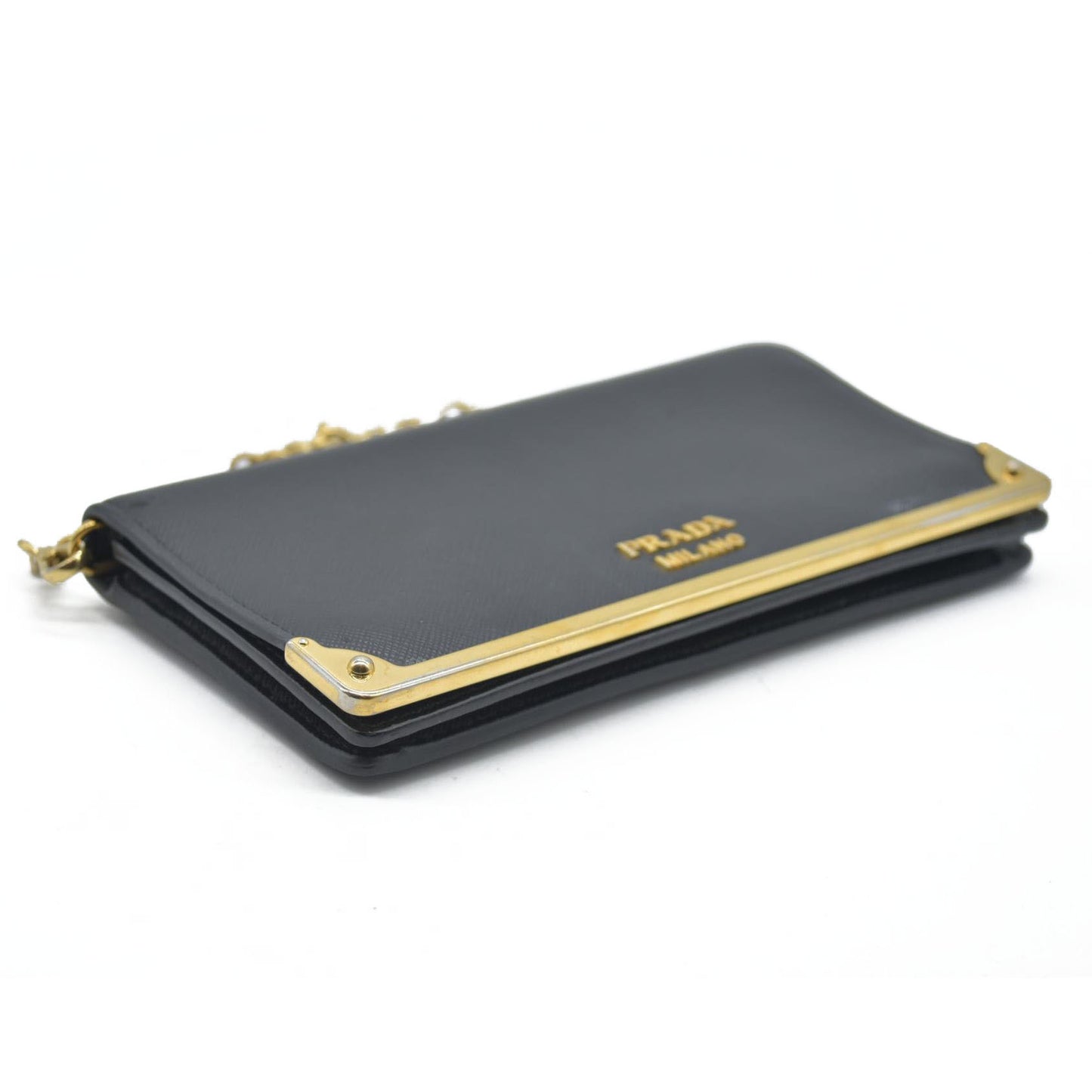 AUCTION $1450 Prada Saffiano Mini Cahier Crossbody Bag Black