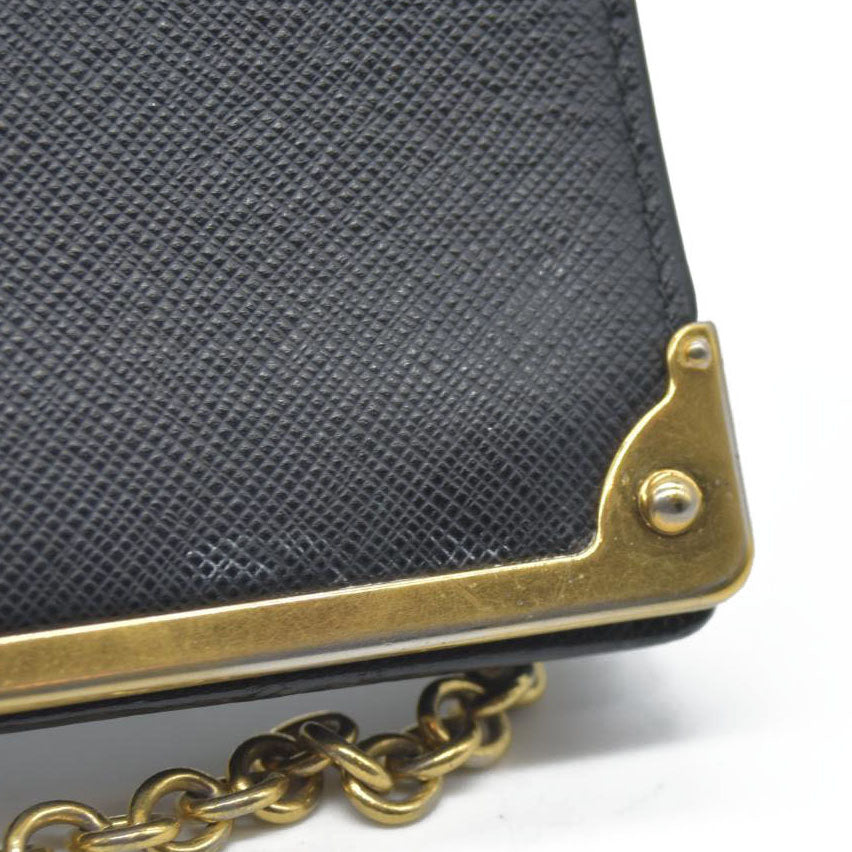 AUCTION $1450 Prada Saffiano Mini Cahier Crossbody Bag Black