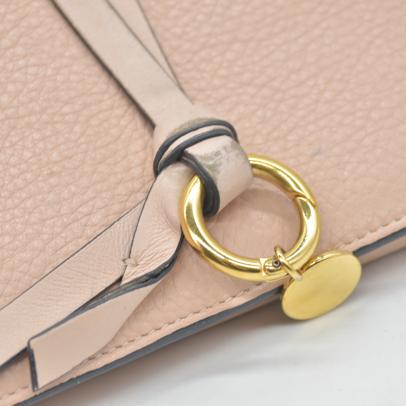 $535 Chloe Alphabet Leather Long Bifold Wallet Purse Beige