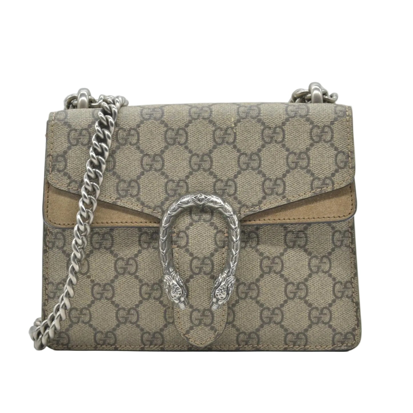 $2700 Gucci GG Supreme Monogram Mini Dionysus Shoulder Bag Taupe