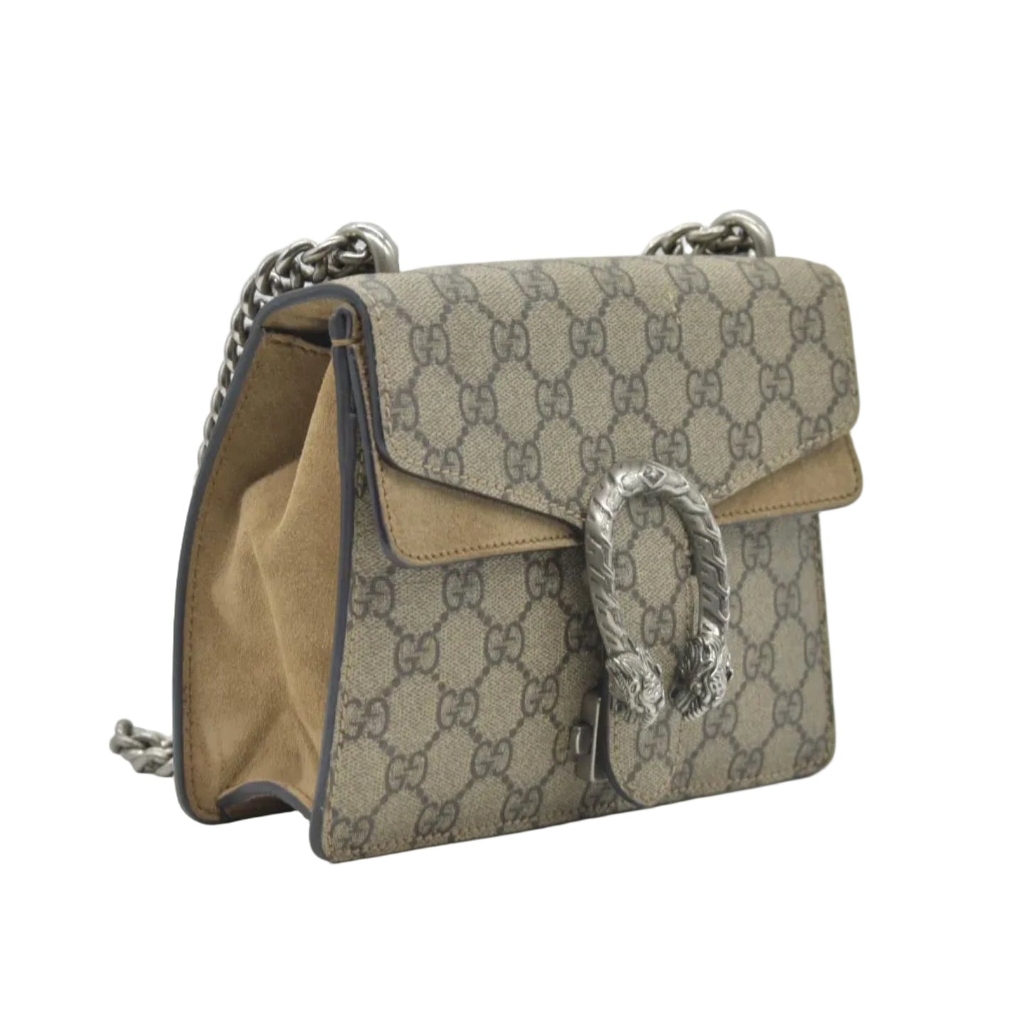 $2700 Gucci GG Supreme Monogram Mini Dionysus Shoulder Bag Taupe