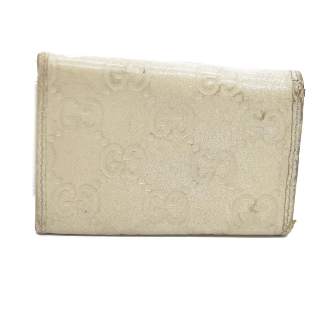 GUCCI Ssima Ribbon GG Logo Leather 6 Rings Key Case Ivory