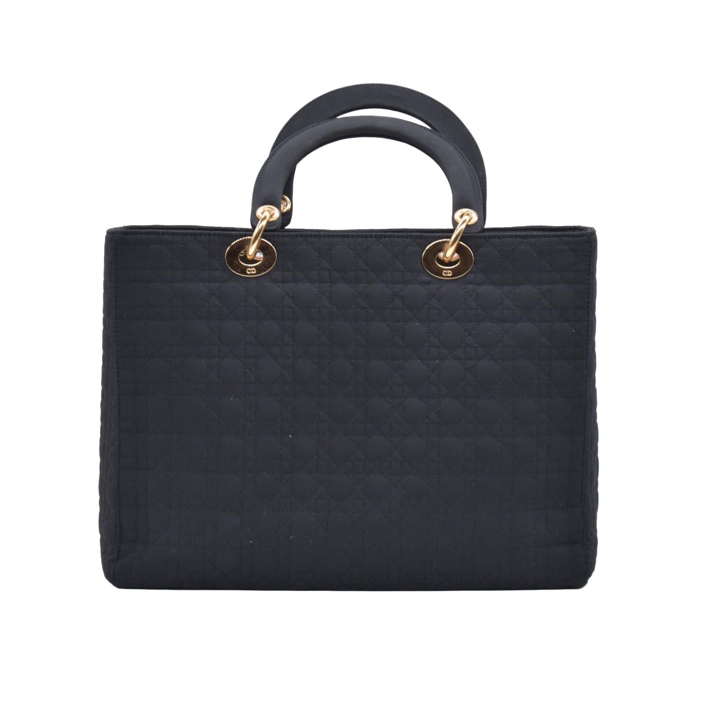 $4900 Christian Dior Nylon Cannage Large Lady Dior Black CONSIGNMENT 10020765