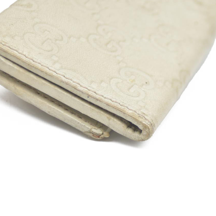 GUCCI Ssima Ribbon GG Logo Leather 6 Rings Key Case Ivory