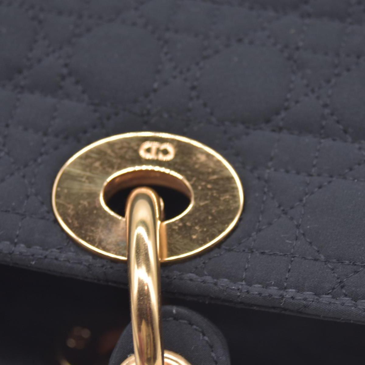 $4900 Christian Dior Nylon Cannage Large Lady Dior Black CONSIGNMENT 10020765