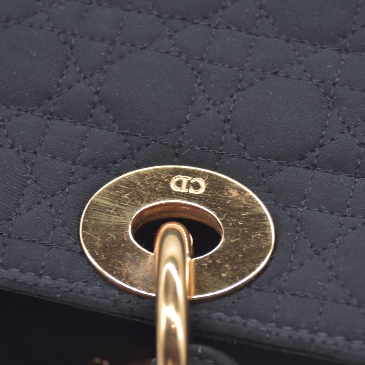 $4900 Christian Dior Nylon Cannage Large Lady Dior Black CONSIGNMENT 10020765