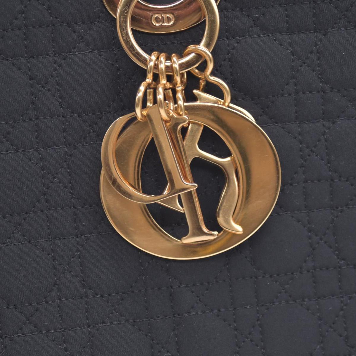 $4900 Christian Dior Nylon Cannage Large Lady Dior Black CONSIGNMENT 10020765