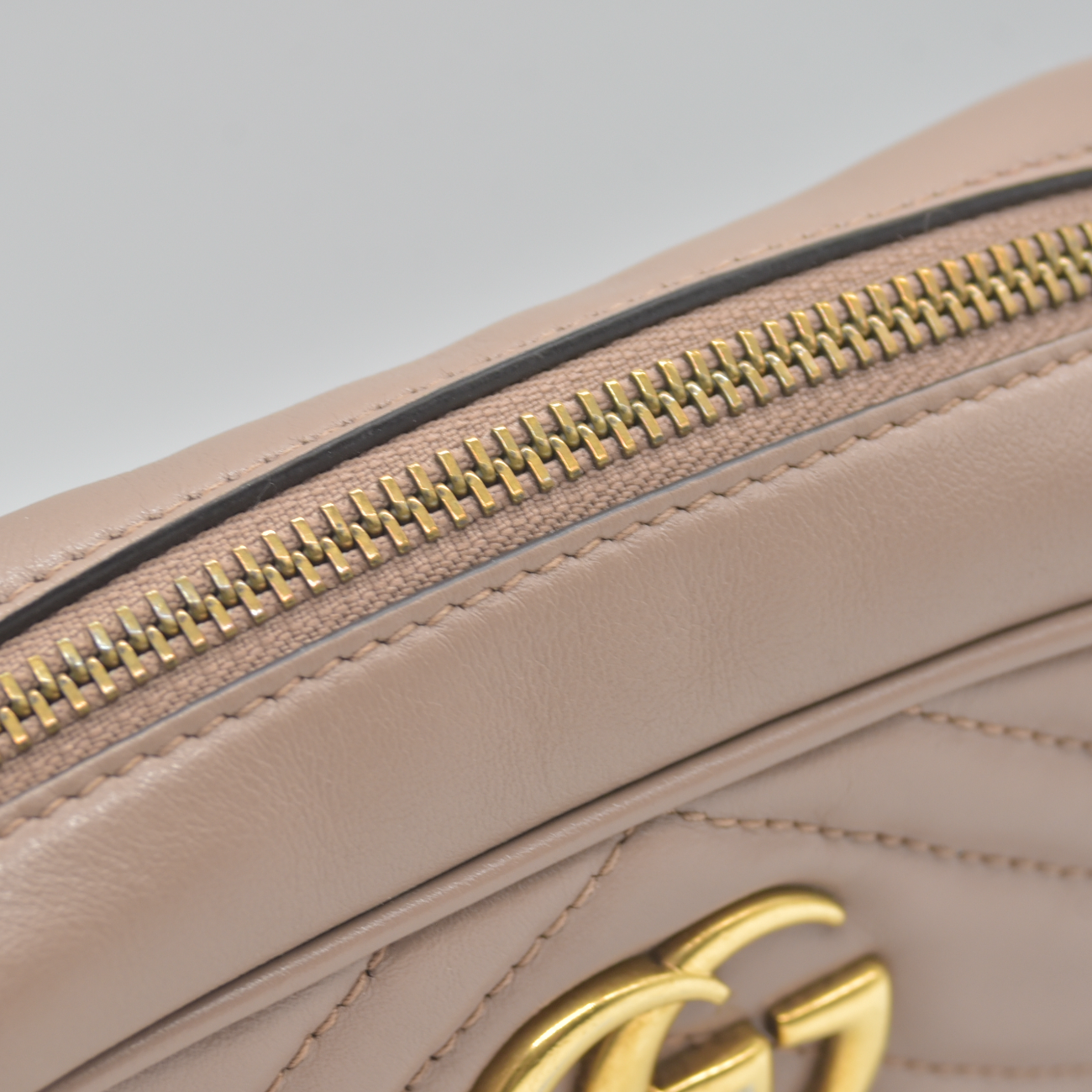 $1800 Gucci Calfskin Matelasse Mini GG Marmont Chain Shoulder Bag Porcelain Rose