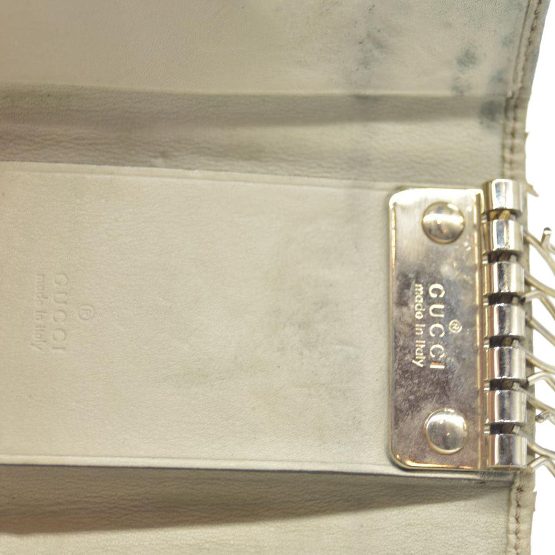 GUCCI Ssima Ribbon GG Logo Leather 6 Rings Key Case Ivory