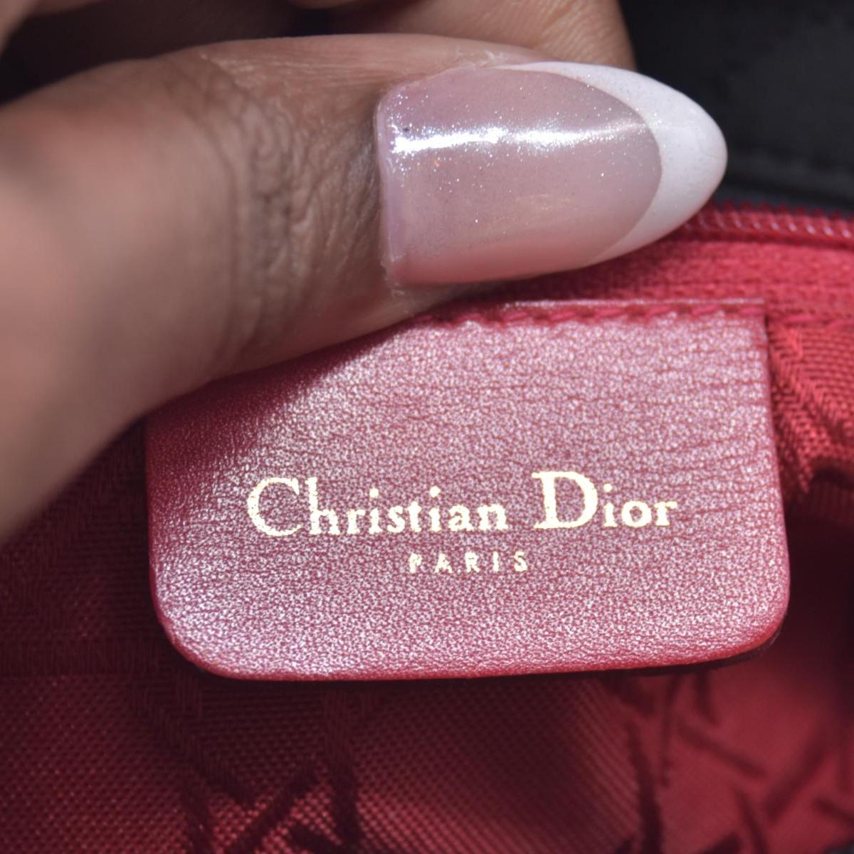 $4900 Christian Dior Nylon Cannage Large Lady Dior Black CONSIGNMENT 10020765