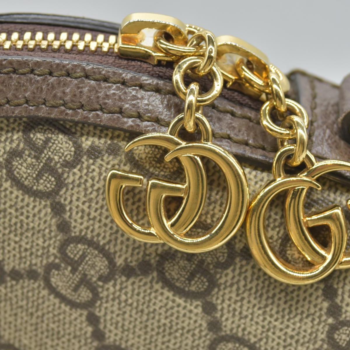 $1850 GG Supreme Monogram Textured Dollar Calfskin Web Small Ophidia Dome Shoulder Bag Beige Ebony New Acero
