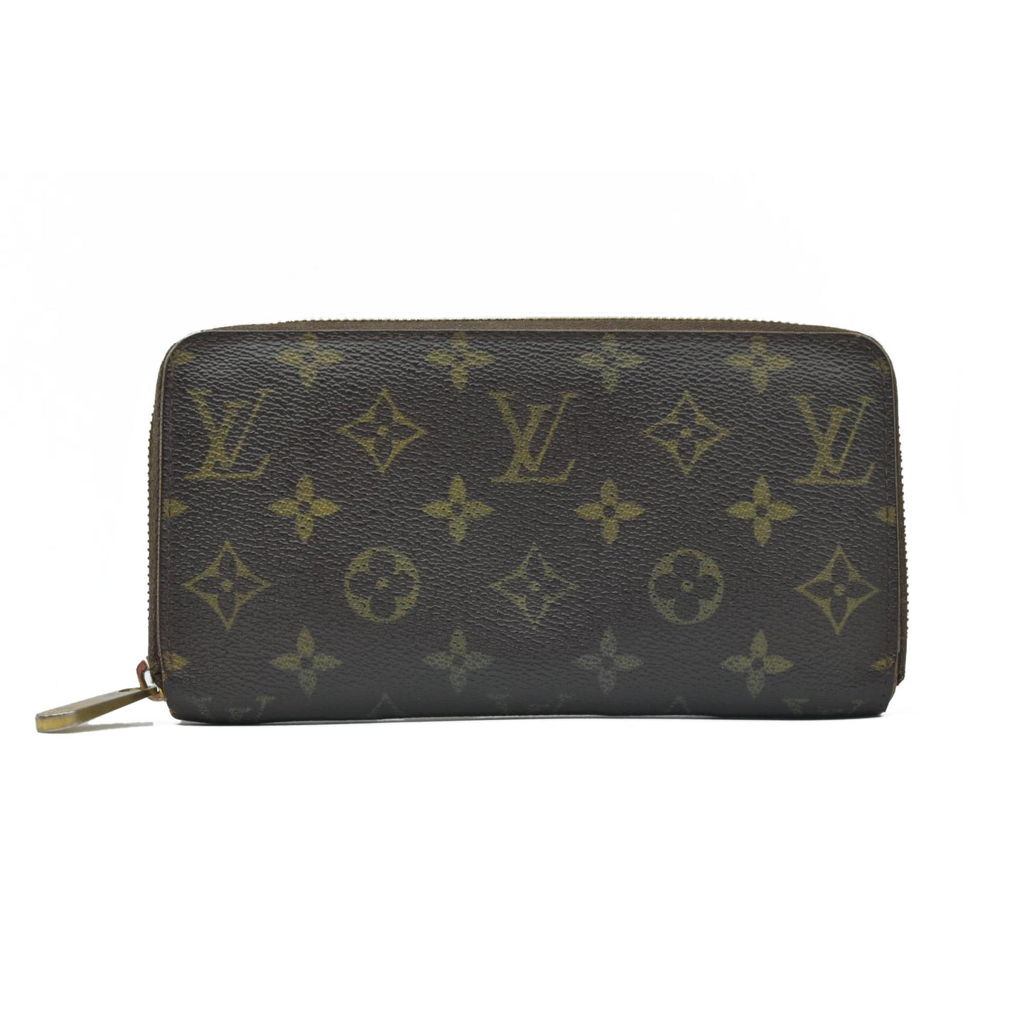 $915 2008 WELL WORN Louis Vuitton Monogram Zippy Zip Around Long Wallet Purse Brown CA3058
