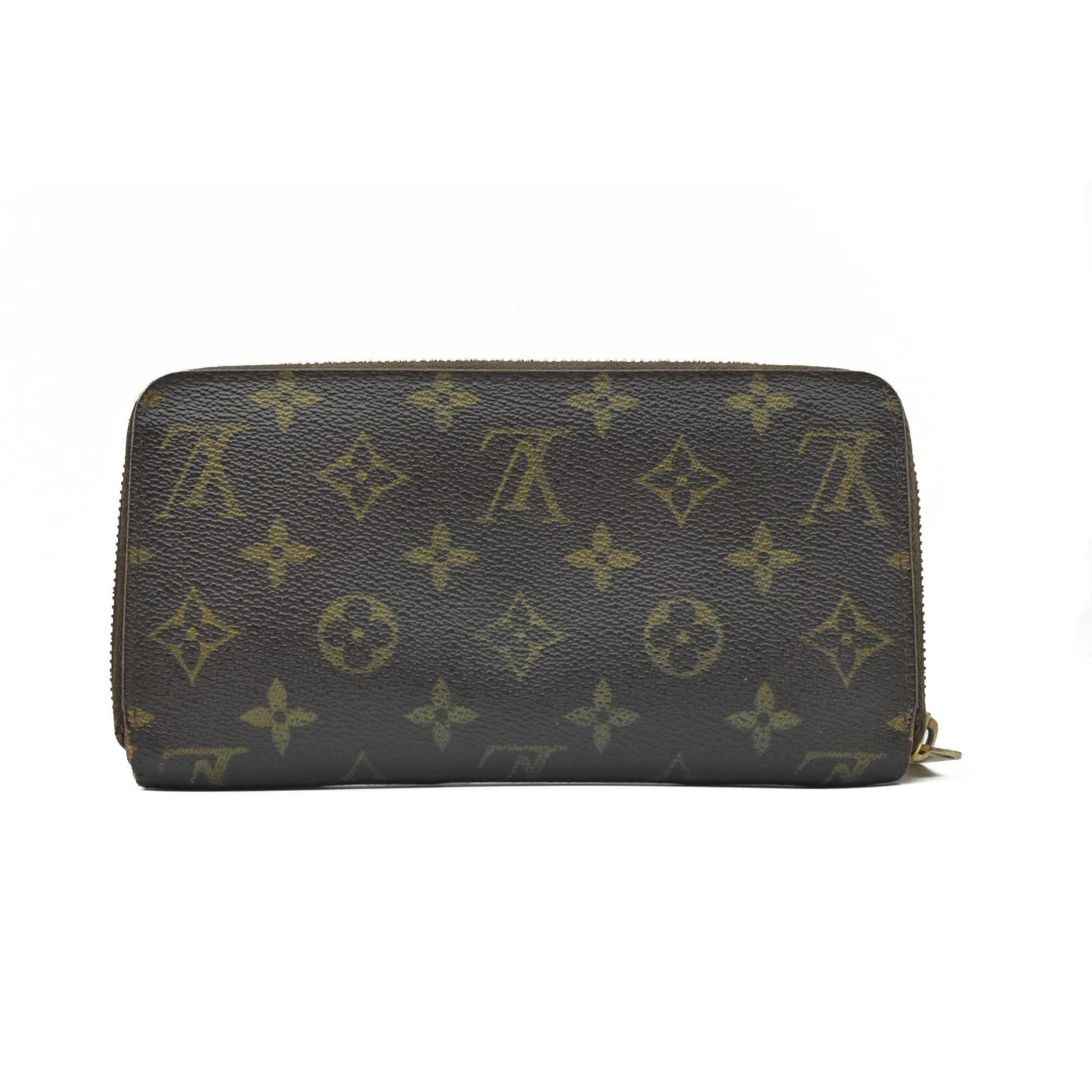 $915 2008 WELL WORN Louis Vuitton Monogram Zippy Zip Around Long Wallet Purse Brown CA3058