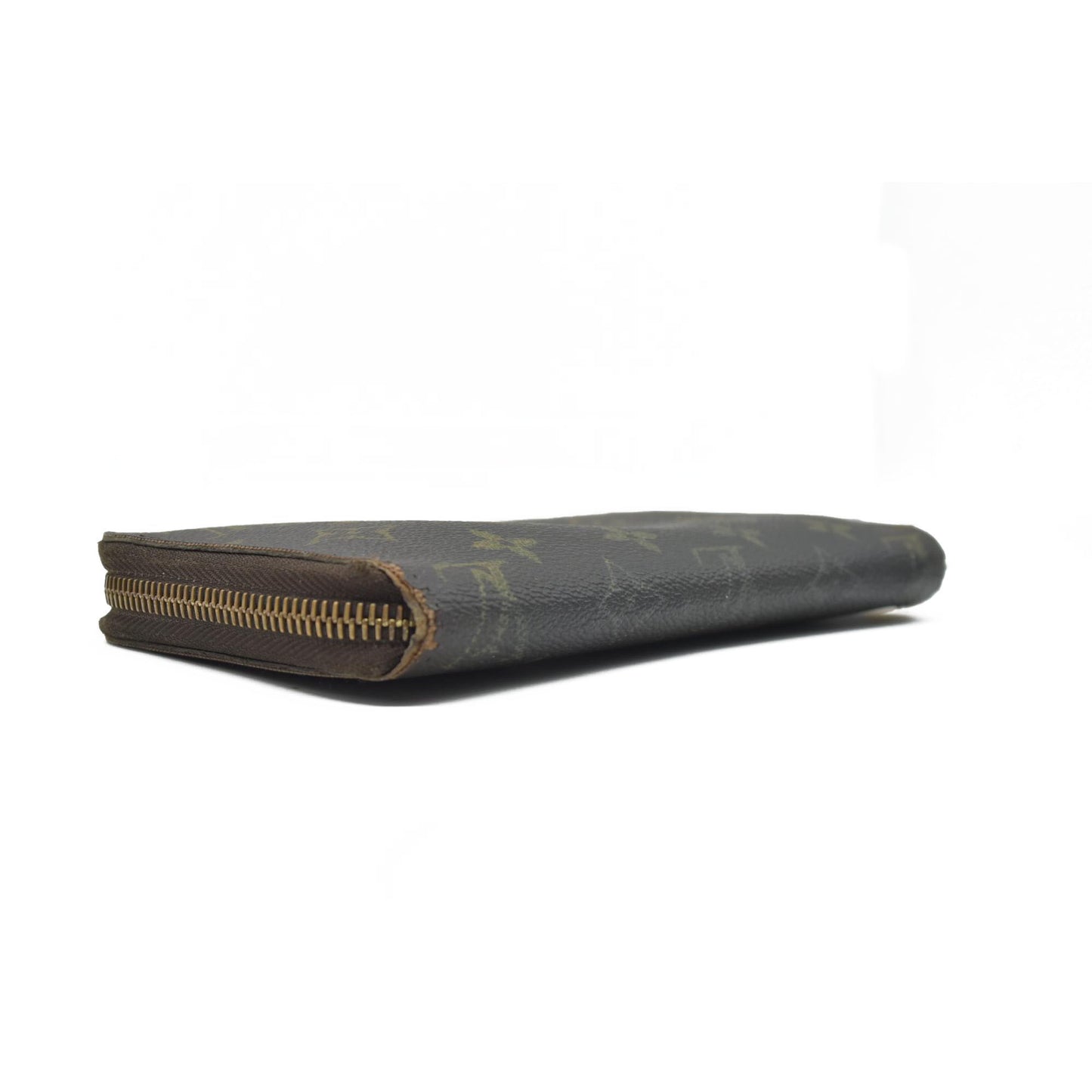 $915 2008 WELL WORN Louis Vuitton Monogram Zippy Zip Around Long Wallet Purse Brown CA3058