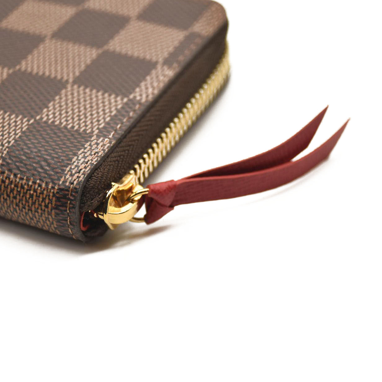 LOUIS VUITTON Damier Ebene Clemence Wallet Cherry