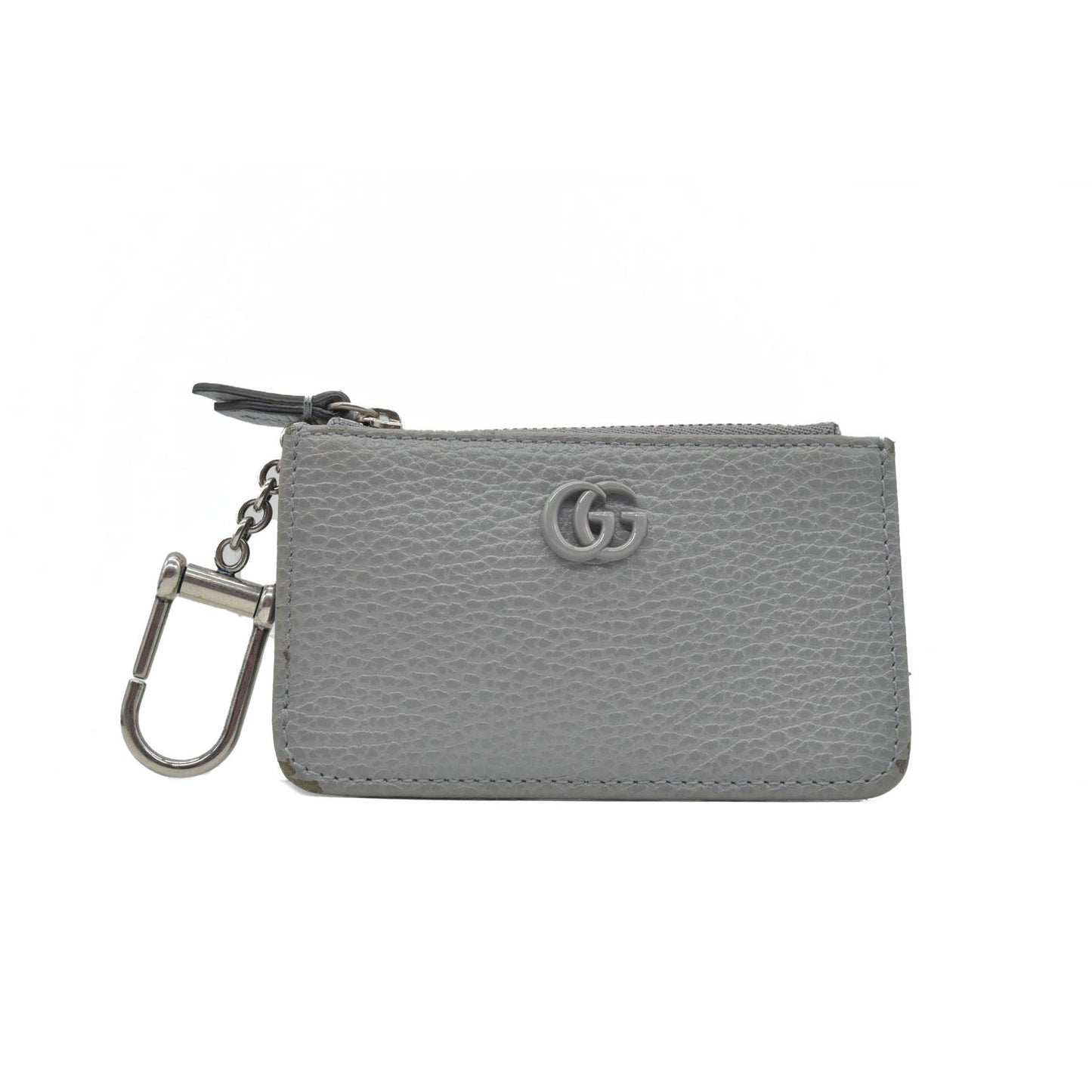 $375 Gucci Dollar Calfskin Enamel Monochrome GG Marmont Key Case Card Holder