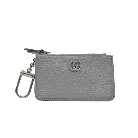 $375 Gucci Dollar Calfskin Enamel Monochrome GG Marmont Key Case Card Holder