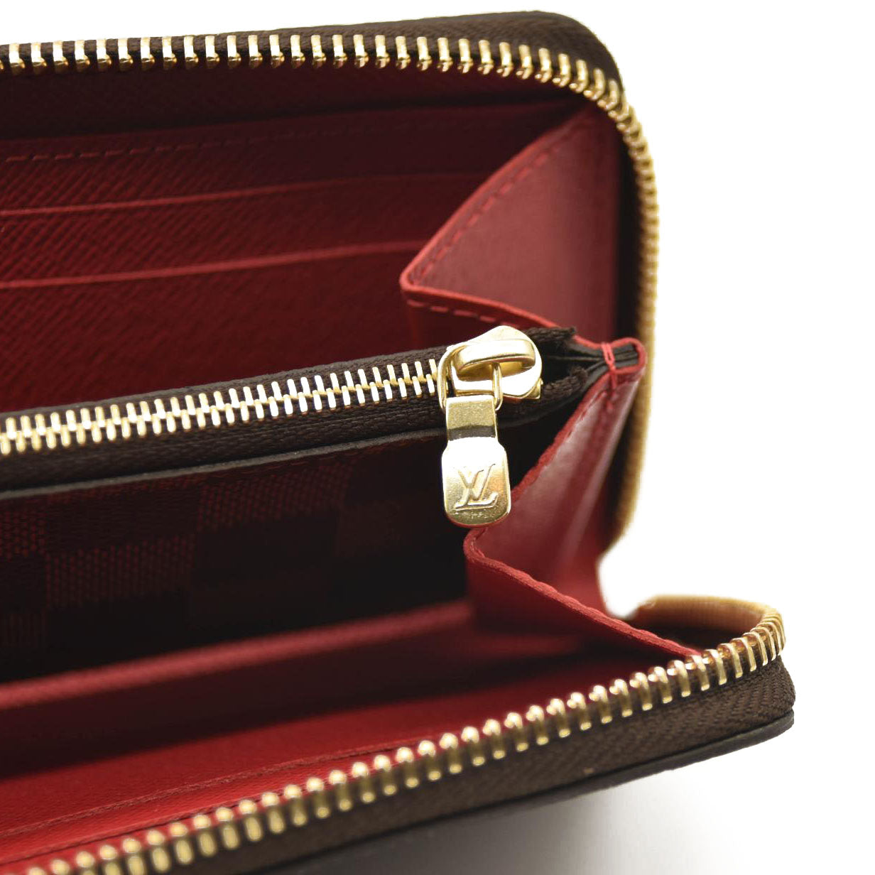 LOUIS VUITTON Damier Ebene Clemence Wallet Cherry