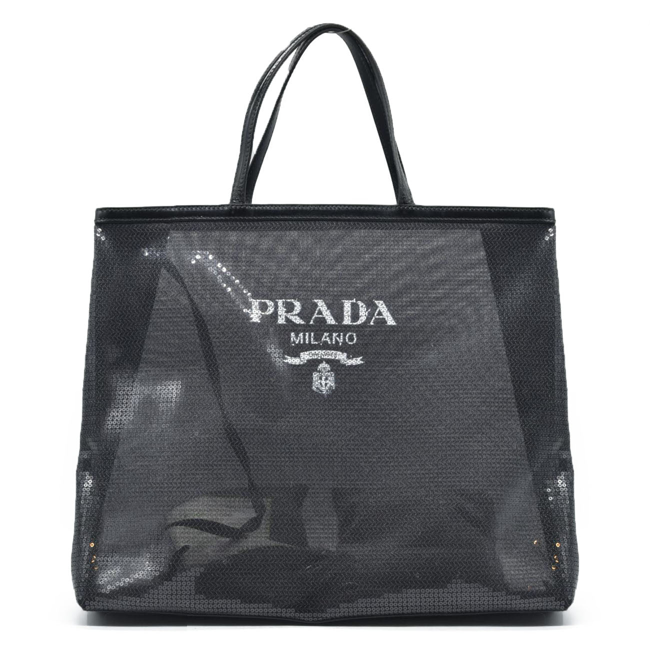 $2100 Prada Enameled Metal Triangle Sequin Tote Bag