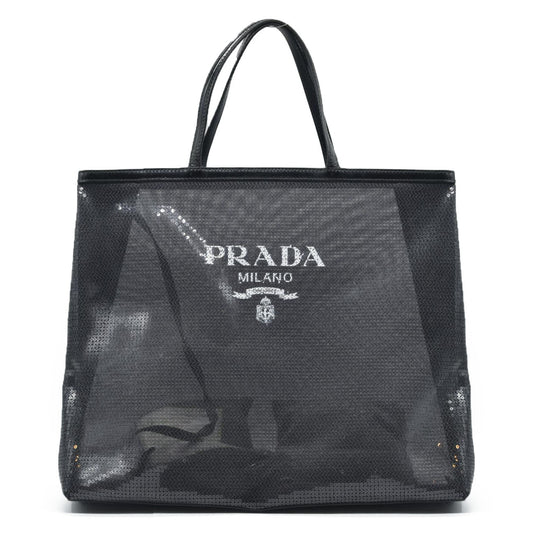 $2100 Prada Enameled Metal Triangle Sequin Tote Bag