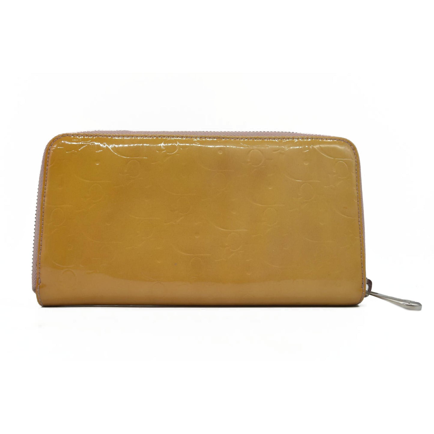 $650 Christian Dior Oblique Trotter Patent Leather Zip Around Long Wallet CONSIGNMENT
