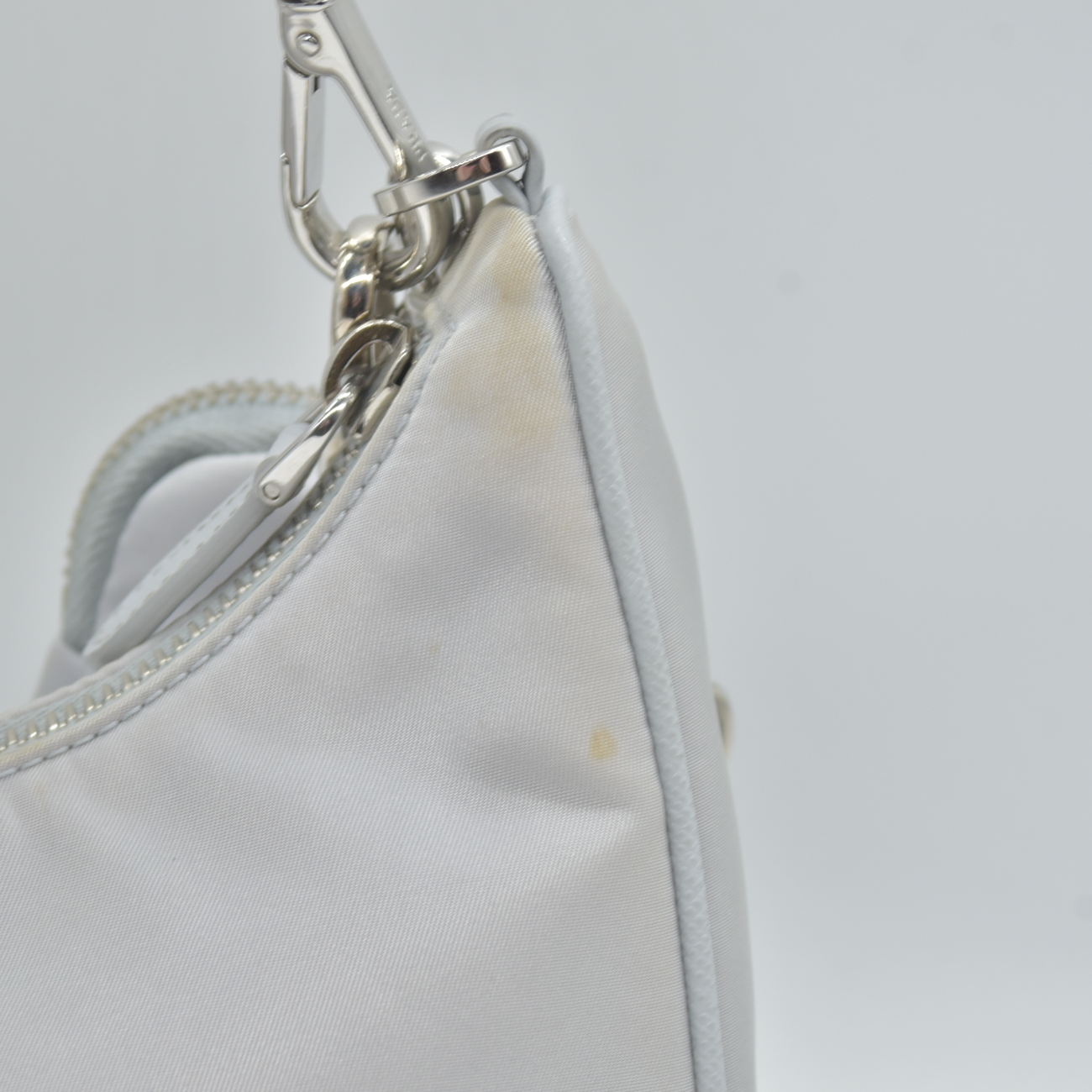 $2250 Prada Nylon Re-Edition 2005 Shoulder Bag Silver