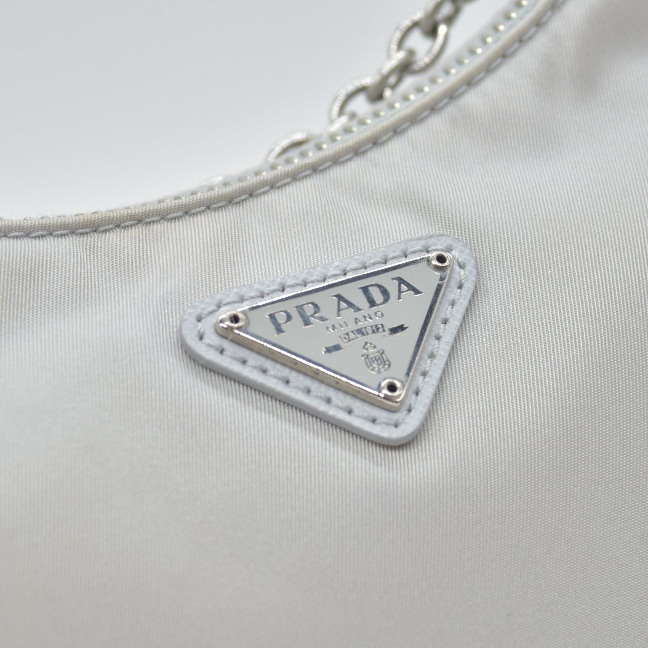 $2250 Prada Nylon Re-Edition 2005 Shoulder Bag Silver