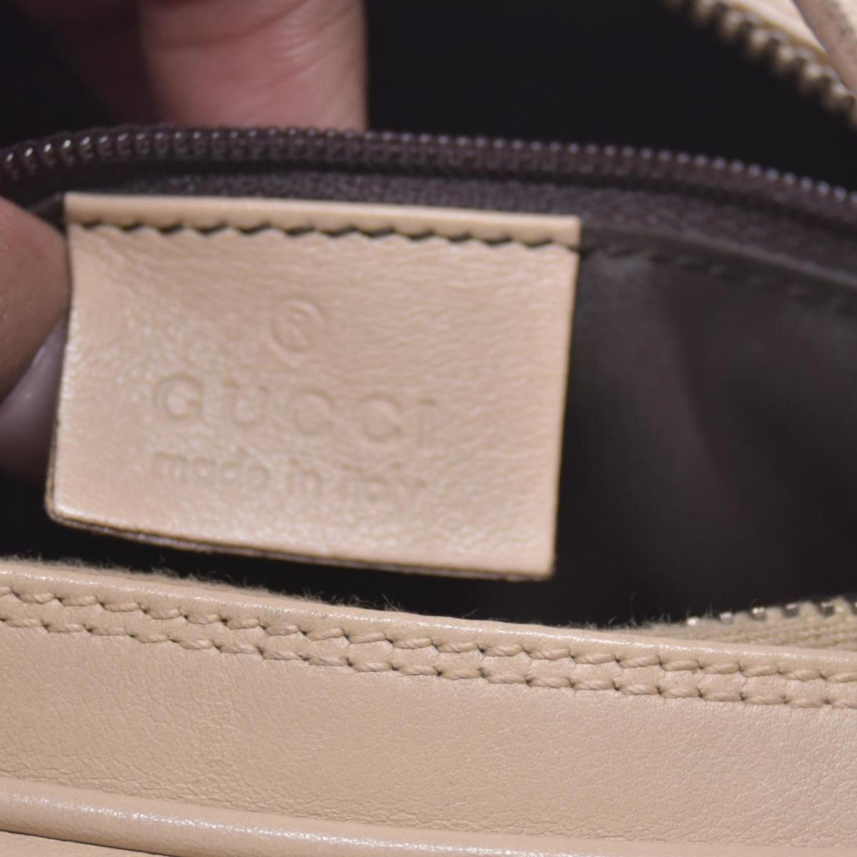 $1580 Gucci Smooth Leather Clip Hobo Shoulder Bag Beige CONSIGNMENT