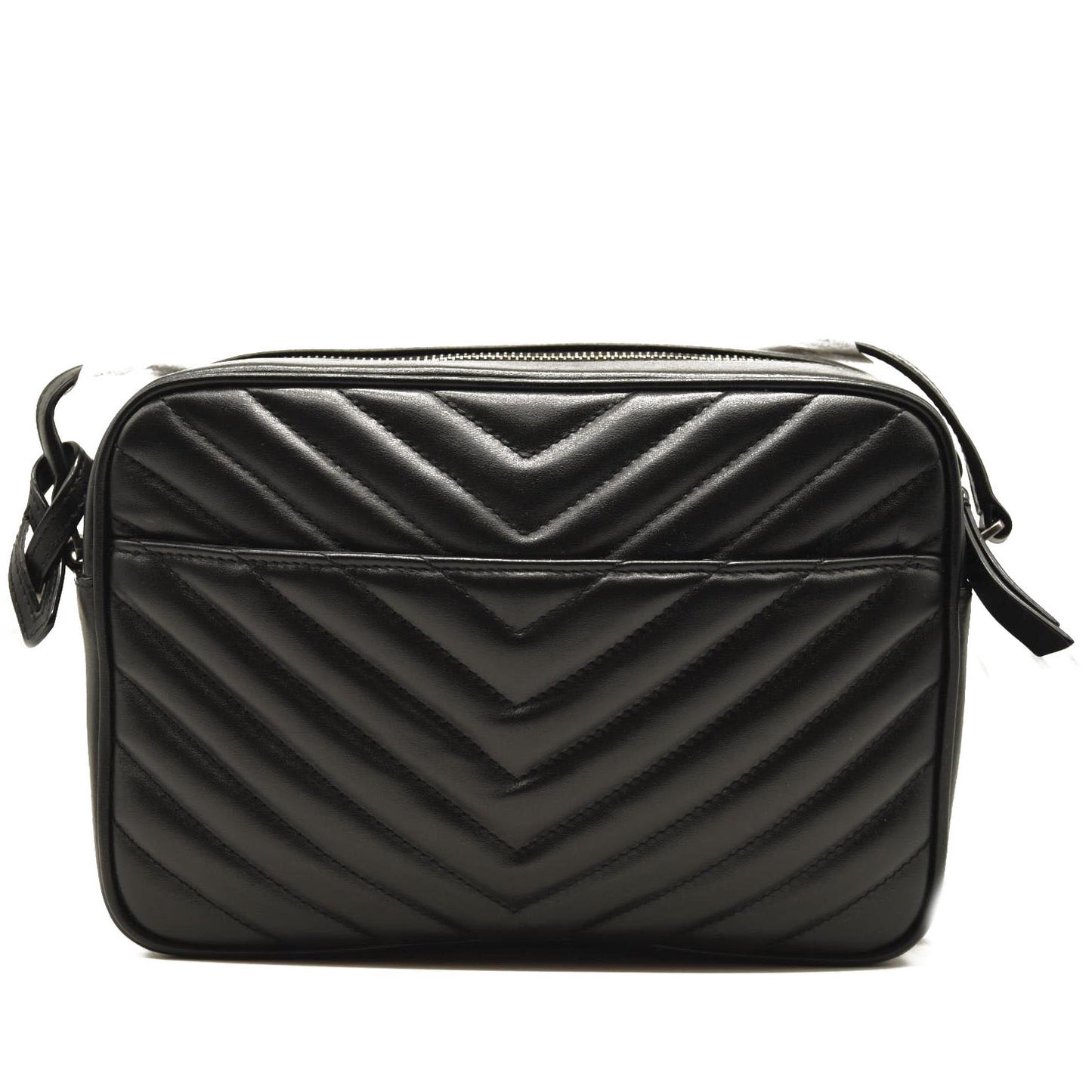 NEW SAINT LAURENT Calfskin Matelasse Monogram Lou Camera Bag Black