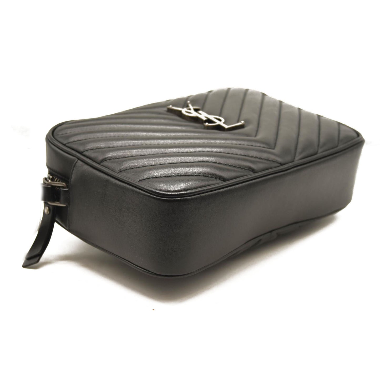 NEW SAINT LAURENT Calfskin Matelasse Monogram Lou Camera Bag Black