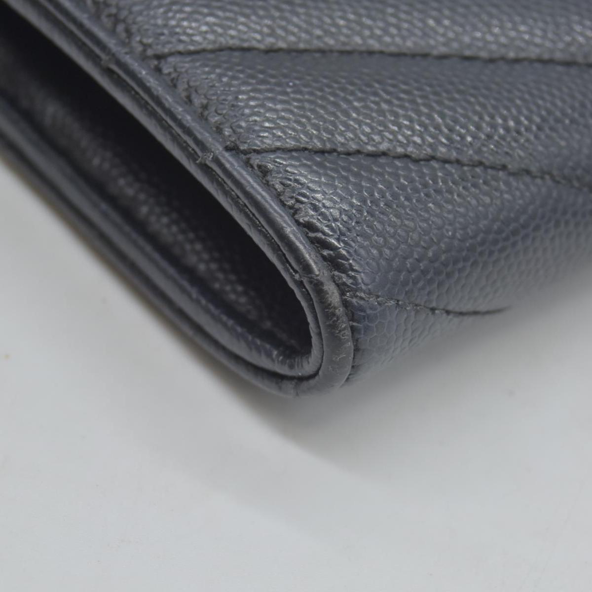 $750 Saint Laurent Grain De Poudre Matelasse Chevron Monogram Flap Wallet Black