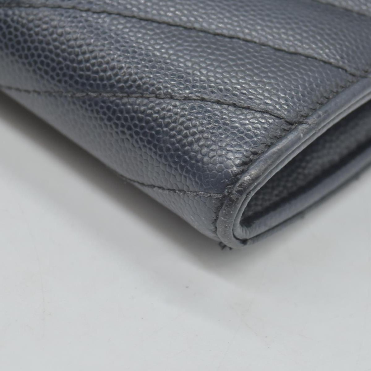 $750 Saint Laurent Grain De Poudre Matelasse Chevron Monogram Flap Wallet Black