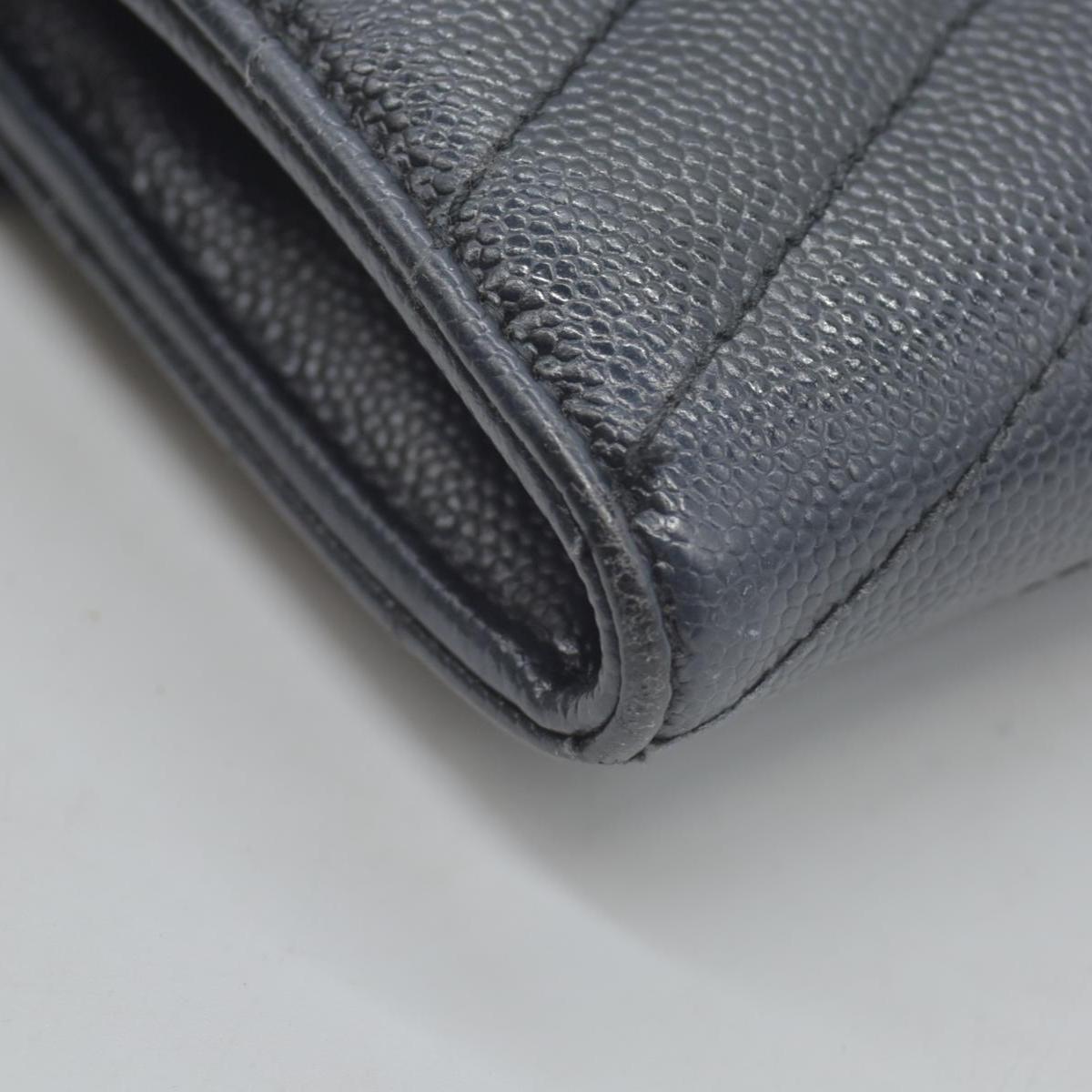 $750 Saint Laurent Grain De Poudre Matelasse Chevron Monogram Flap Wallet Black