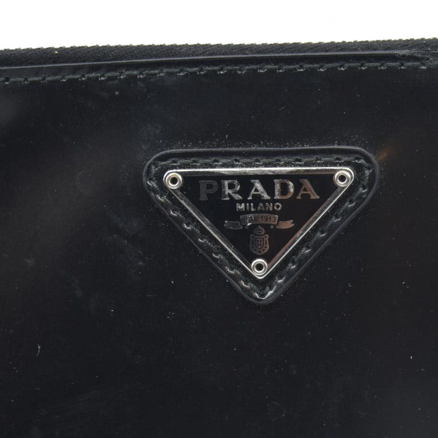 $600 Prada Enameled Metal Zipper Pouch CONSIGNMENT