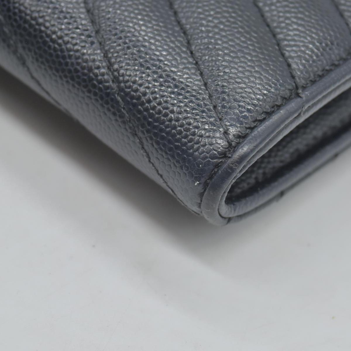 $750 Saint Laurent Grain De Poudre Matelasse Chevron Monogram Flap Wallet Black