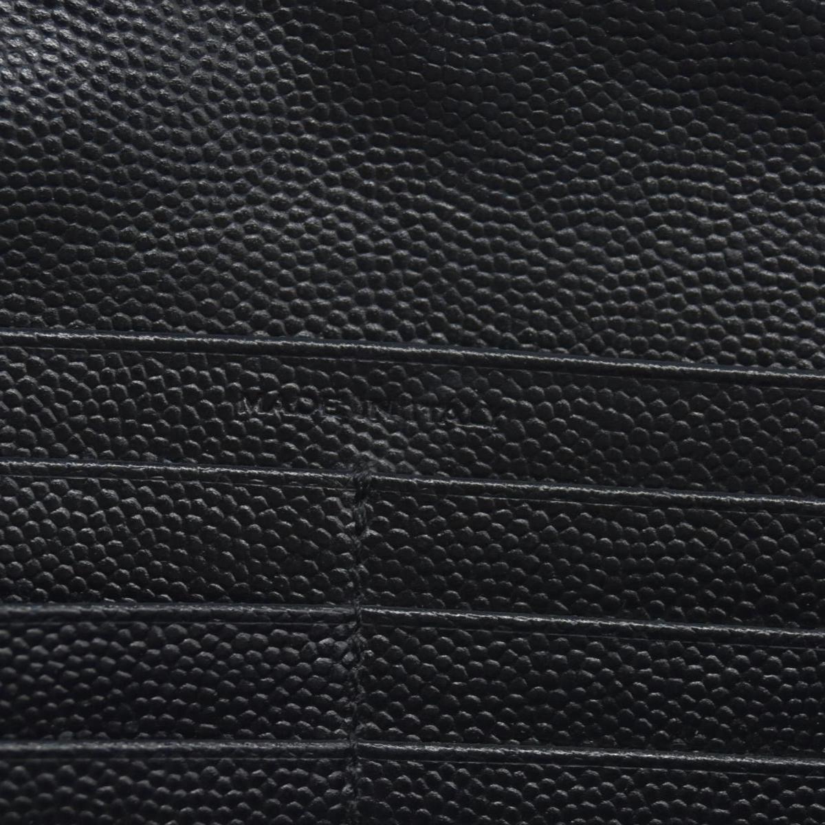 $750 Saint Laurent Grain De Poudre Matelasse Chevron Monogram Flap Wallet Black