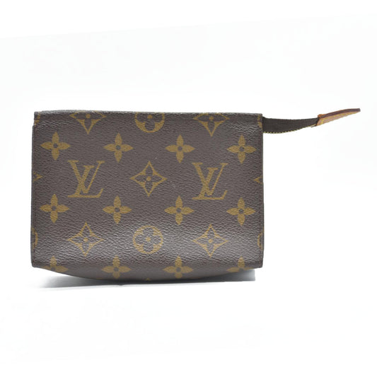 Louis Vuitton Monogram Poche Toilette 15 Cosmetics Pouch Purse Brown MB0080