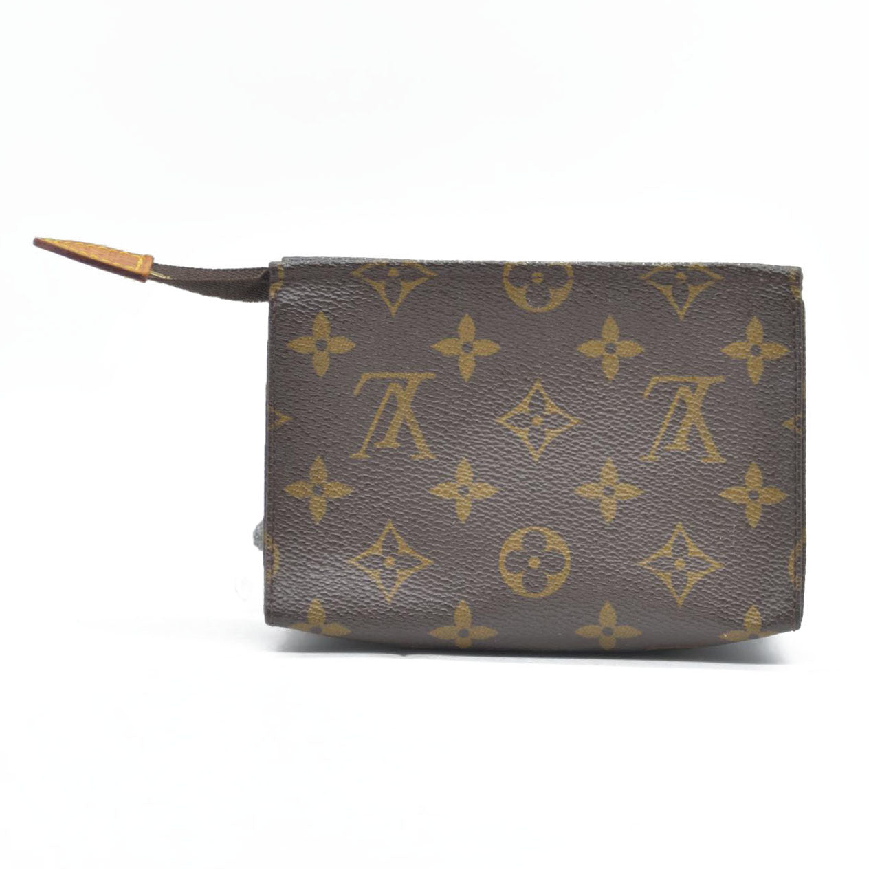 Louis Vuitton Monogram Poche Toilette 15 Cosmetics Pouch Purse Brown MB0080