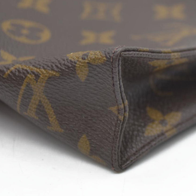 Louis Vuitton Monogram Poche Toilette 15 Cosmetics Pouch Purse Brown MB0080