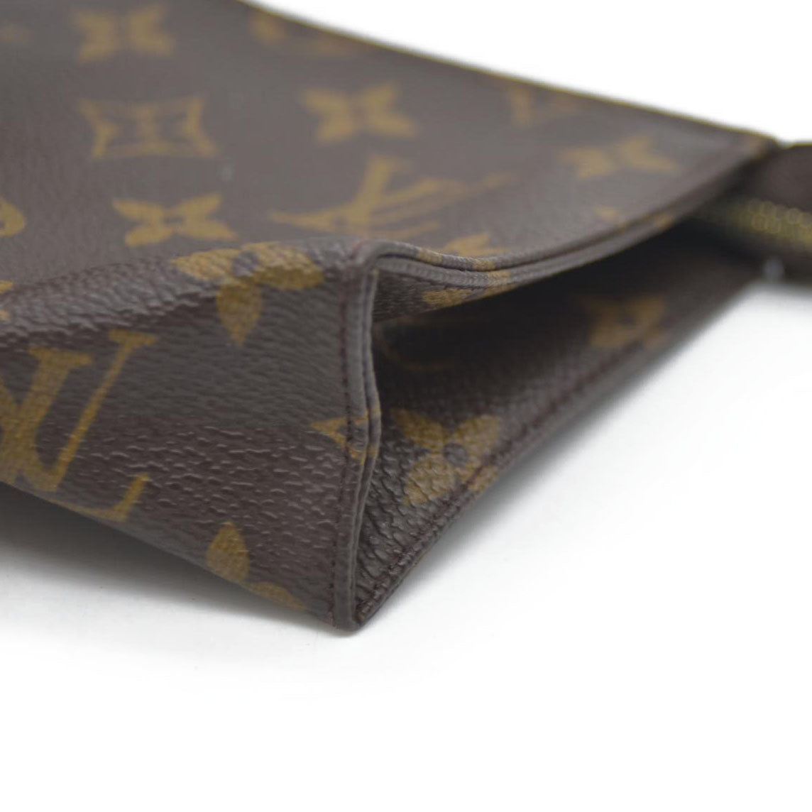 Louis Vuitton Monogram Poche Toilette 15 Cosmetics Pouch Purse Brown MB0080