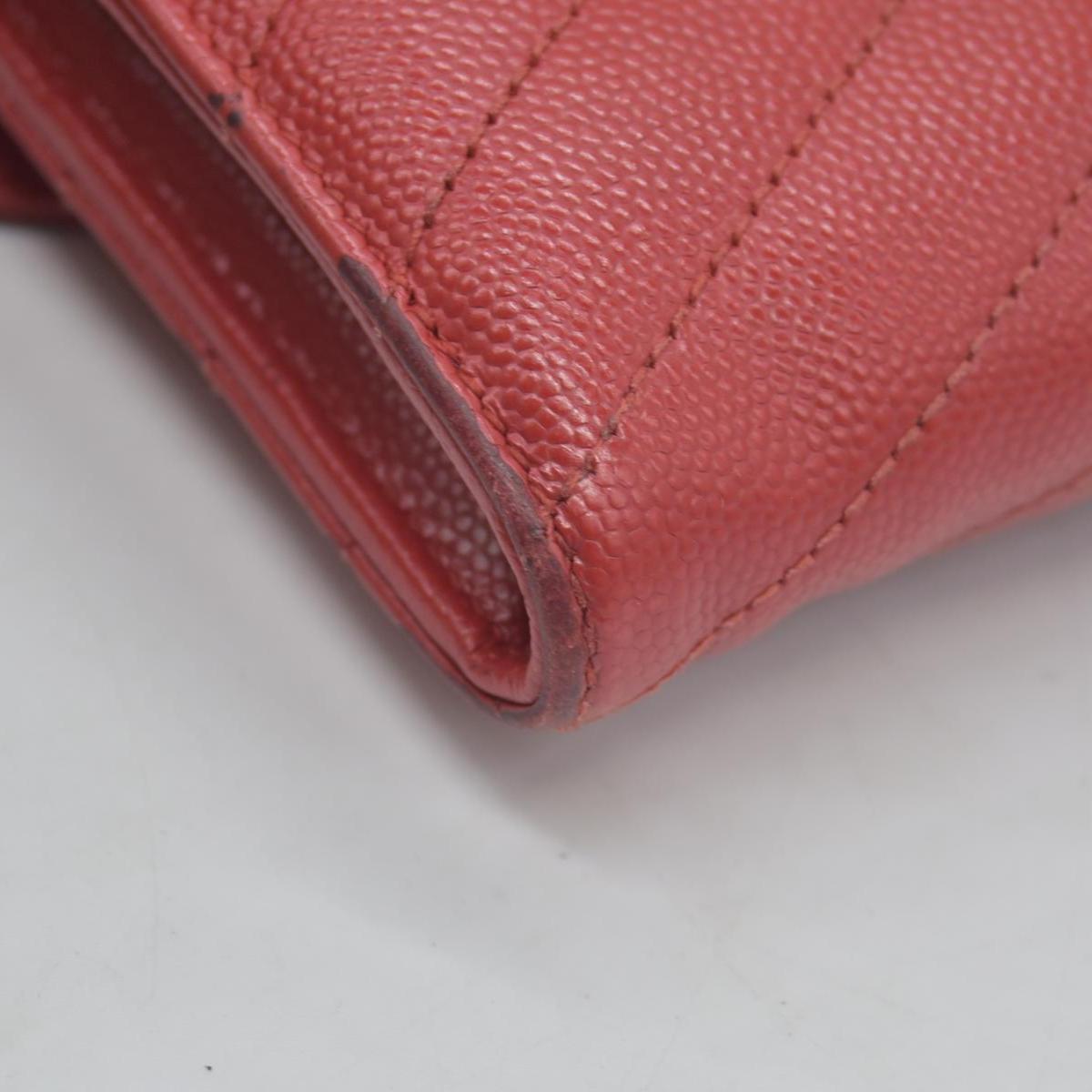 $750 Saint Laurent Grain De Poudre Matelasse Chevron Monogram Flap Wallet Red
